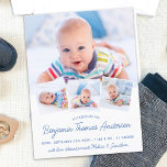Elegant Baby Newborn 4 Photo Birth Announcement Postcard<br><div class="desc">Announce your new baby to friends and family with these elegant and modern photo collage birth announcement cards. Customize with 4 of your favourite photos, and personalize with name, born date, birth stats. COPYRIGHT © 2020 Judy Burrows, Black Dog Art - All Rights Reserved. Elegant Baby Newborn 4 Photo Birth...</div>
