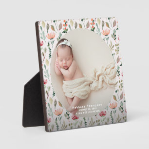 Elegant Baby Photo Birth Announcement Keepsake Plaque