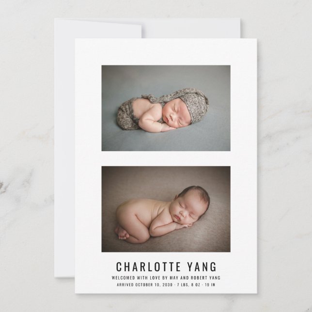 Elegant Baby Photo Collage Birth Announcement (Front)