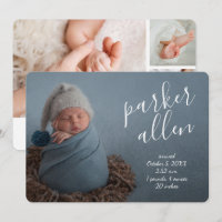 Elegant Baby Photo Collage Birth Announcements