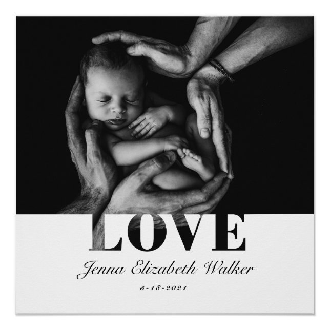 Elegant Baby Photo Love Typography Poster (Front)