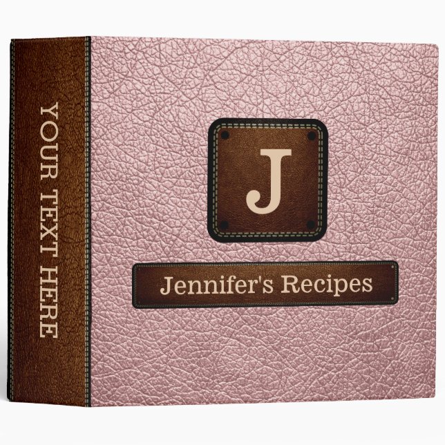 Elegant Baby pink Leather Look Binder (Front/Spine)