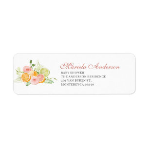Elégant Baby shower Aquarelle Citrus rose Fleurs