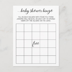 Elegant Baby Shower Bingo Card Game Postcard