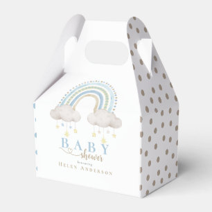 Elegant Baby Shower Blue Whimsical Rainbow Boho  Favor Box