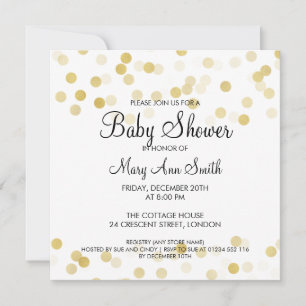 Elegant Baby Shower Faux Gold Foil Glitter Lights Invitation