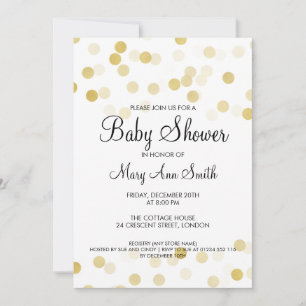 Elegant Baby Shower Faux Gold Foil Glitter Lights Invitation