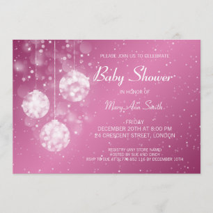 Elegant Baby Shower Festive Baubles Pink Invitation
