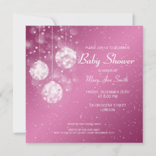Elegant Baby Shower Festive Baubles Pink Invitation