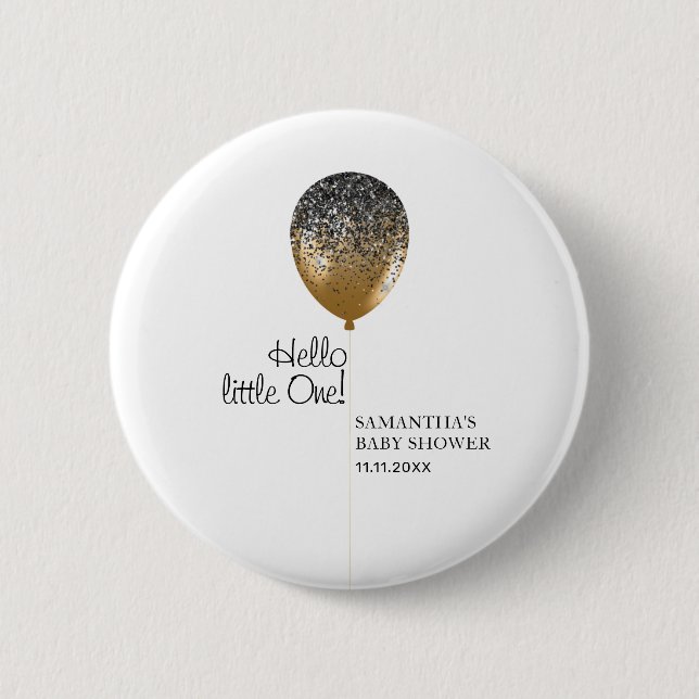 Elegant Baby Shower Gold Balloon 2 Inch Round Button (Front)