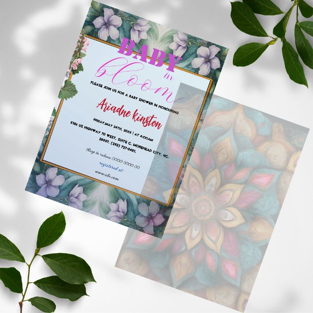 elegant baby shower invitation  (Baby Shower card front and back side)