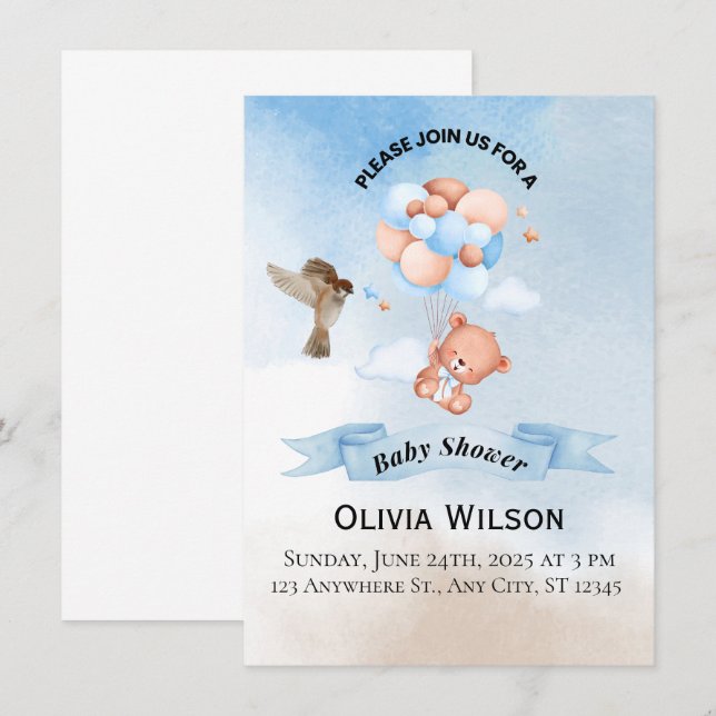 Elegant Baby Shower Invitation Template (Front/Back)