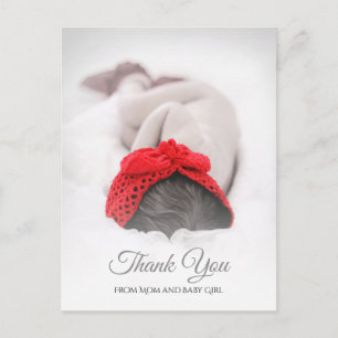 Elegant Baby Shower Newborn Photo Thank You Postcard
