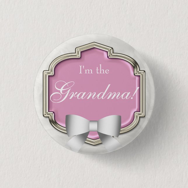 Elegant Baby Shower Party I'm the Grandma 1 Inch Round Button (Front)