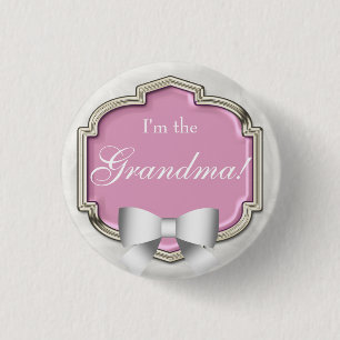 Elegant Baby Shower Party I'm the Grandma 1 Inch Round Button
