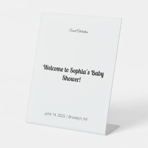 Elegant Baby Shower Pedestal Sign Floral & Gold