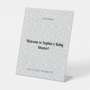 Elegant Baby Shower Pedestal Sign Floral & Gold