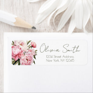 Élégant baby shower Peony Adresse de retour