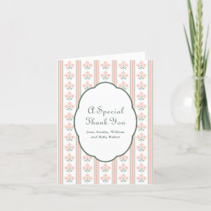 Élégant Baby shower rose rayé Fleurs Merci