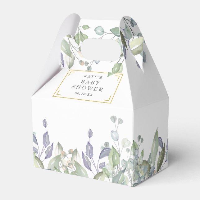 Elegant Baby Shower Sage Lilac Greenery Favor Box (Front Side)