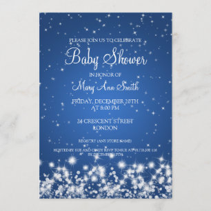 Elegant Baby Shower Winter Sparkle Blue Invitation