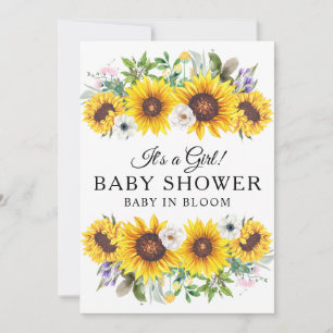 Elegant Baby Shower Yellow Sunflower Flower Invit Invitation