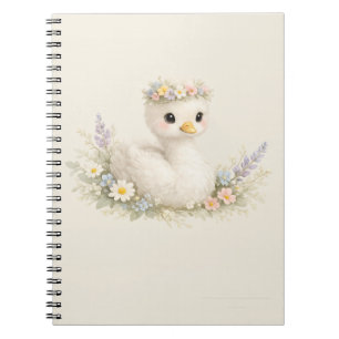 Elegant Baby Swan Wildflower Watercolor Stationery Notebook