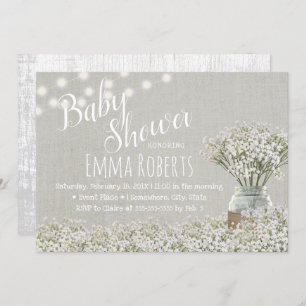 Elegant Baby's Breath String Lights Baby Shower Invitation