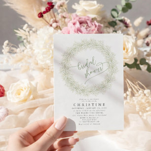 Elegant Baby's Breath Wreath Bridal Shower Invitation
