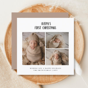 Elegant Baby's First Christmas Photo  Holiday Card