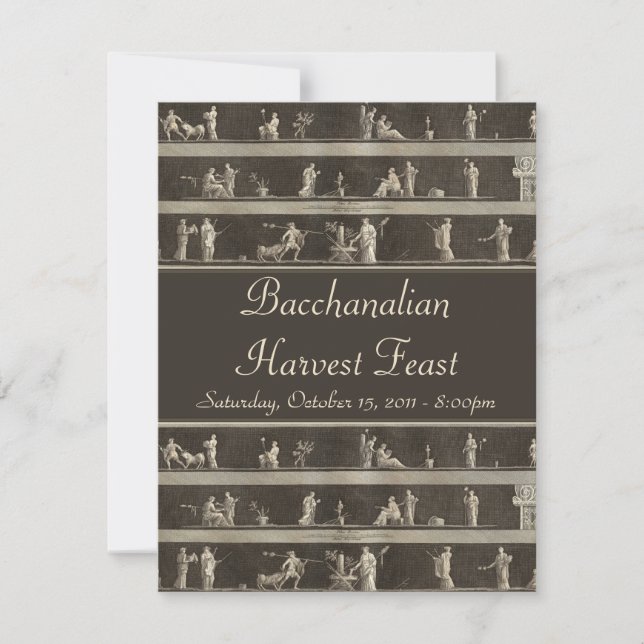 Elegant Bacchanalian Harvest Feast Neo-Classical Invitation (Front)