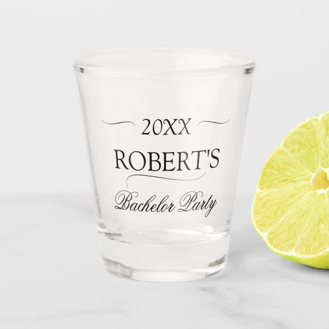 Elegant Bachelor Party Shot Glass (Front)