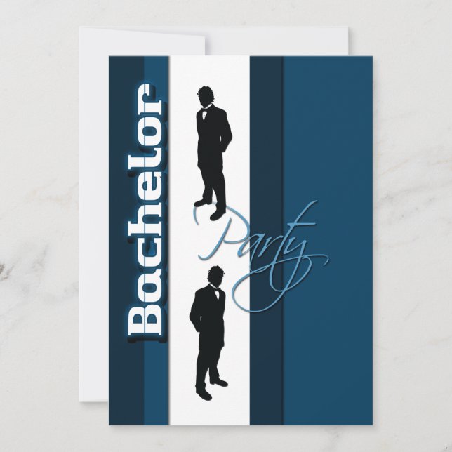 Elegant "bachelor party" stag formal invitation (Front)