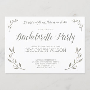 Élégant Bachelorette Invitations Gray Floral