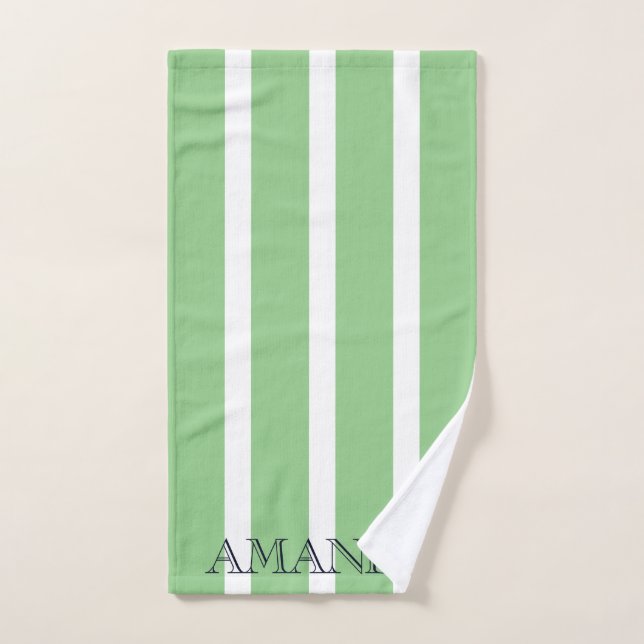 Elegant Bachelorette Monogram Sage Green Summer Bath Towel Set (Hand Towel)