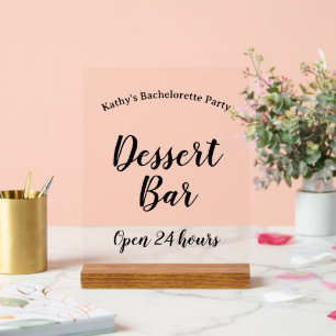 Elegant Bachelorette Party Dessert Bar Acrylic Sign