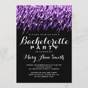 Elegant Bachelorette Party Falling Stars Purple Invitation