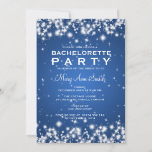 Elegant Bachelorette Party Winter Sparkle Blue Invitation
