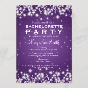 Elegant Bachelorette Party Winter Sparkle Purple Invitation