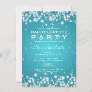 Elegant Bachelorette Party Winter Sparkle Turquois Invitation