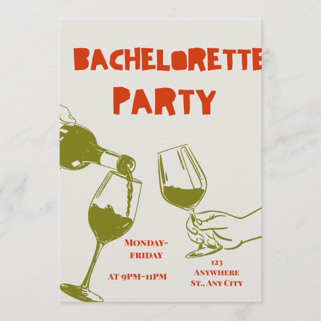 Elegant Bachelorette Weekend Invitation for Bride (Devant)