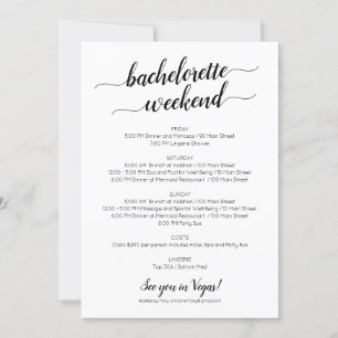 Elegant Bachelorette Weekend Itinerary Invitation