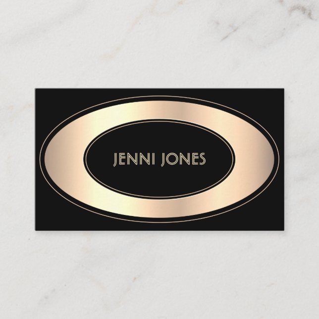 Elegant Back and Gold Coloured Professional Trendy Business Card (Front)