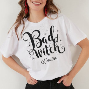 Elegant Bad Witch Name Halloween Black and White Sweatshirt
