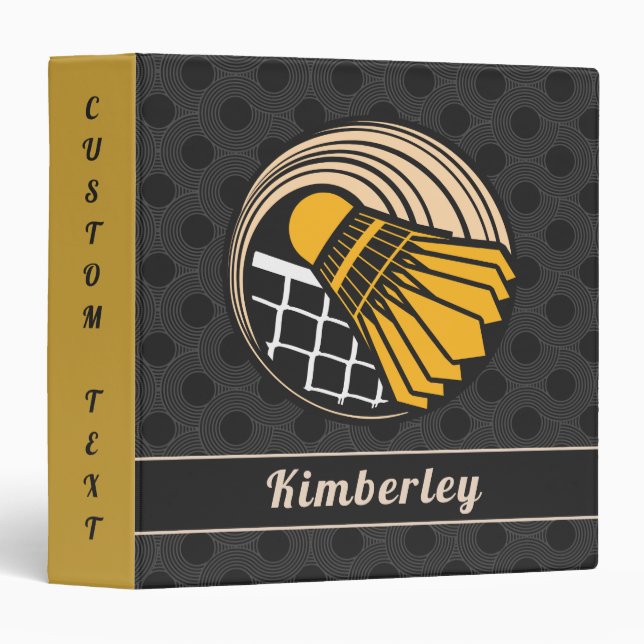 Elegant Badminton Theme Birdie Player's Name Sport Binder (Front/Spine)