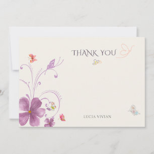 Elegant Baho He Gives Me Butterflies Bridal Thank You Card