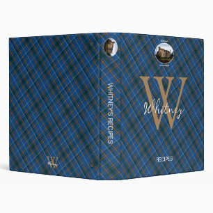 Elegant Bain Clan Tartan Monogram Name Recipe Binder