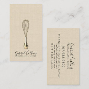 Elegant Baker Bakers Whisk Cream Linen Business Card