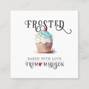 Elegant Baker's Logo Calligraphy Script Square Bus Business Card