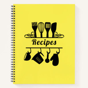 Elegant Baking Cooking Lemon Yellow Recipes Notebook